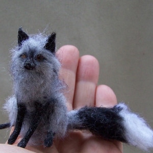MADE to ORDER Ooak Dollhouse Miniature Sitting Black Fox by Malga