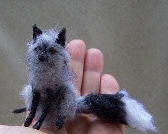 MADE to ORDER Ooak Dollhouse Miniature Sitting Black Fox by Malga