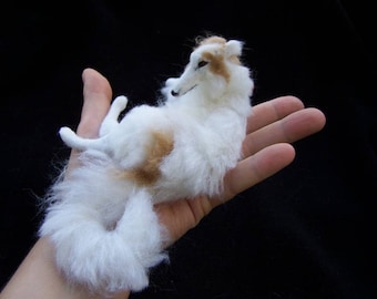 MADE TO ORDER Ooak Miniature Dollhouse Tan/White Lying Borzoi by Malga