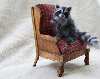 MADE TO ORDER  Ooak Dollhouse Miniature Raccoon by Malga