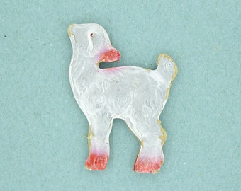 Tiny Sheep 1950&#39;s Antique Christmas Cardboard Dresden Paper Ornament Home Decor Xmas Tree Decoration Retro Old Vintage Thin Light