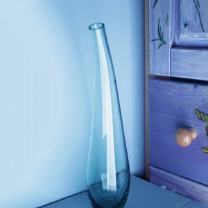 Sweden Glass Vase Cyan Decoration Decor Modern Vintage Swedish Flowers Retro  Blue Green Transparent