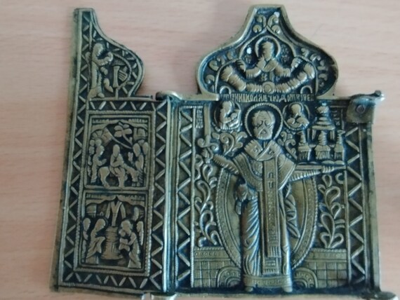 Antique XIX Century RUSSIAN Bronze Icon