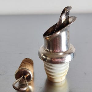 Mr No-Drip Weinausgießer, Versilberter Weinausgießer aus Schweden, Flaschentropfstopper, Vintage Kork Barware Vincork Mema mit Originalverpackung
