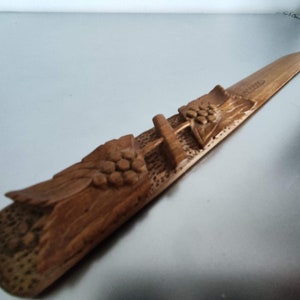 Abrecartas de madera vintage Cuchillo TALLADO A MANO Mango Diseño popular Escritorio rústico