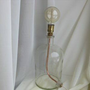 Large   H=14&quot; Swedish vintage table wine  glass  bottle lamp Edison bulb
