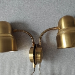 Set Pair Vintage gilded brass Scandinavian Pair Wall lamps lights sconces EWÅ, Värnamo