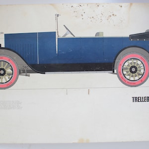 Poster originale svedese pubblicità vintage Personbil 1927 Volvo Trelleborg Ballong cavo
