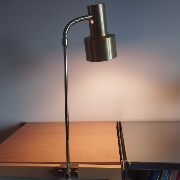 vintage Finnish   brass aluminum bed clamp Adjustable lamp clip-on