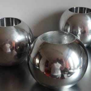 Set aluminium kandelaars uit het midden van de eeuw met 3 bollen Zweeds Ikea