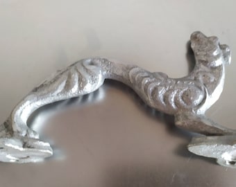Vintage solid aluminum Tiger Lion Figure Door Handle
