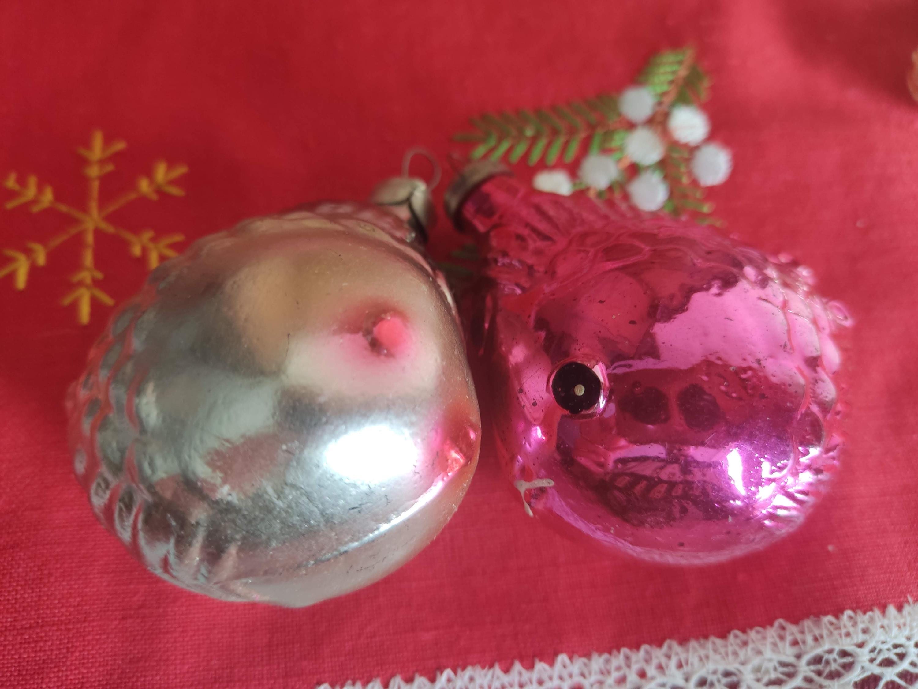 クリスマス アンティーク オーナメント 4点セット ソビエト シルバー