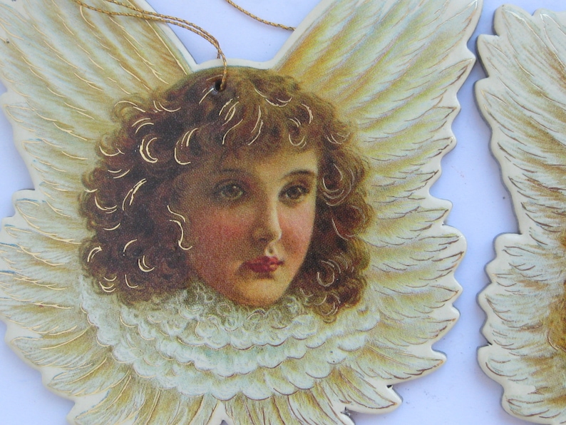 Set 2 Angels cardboard Christmas Ornament B Shackman /& Co 1986