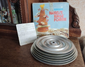 Hoyang noruego Kranse Kake Macaroon Cake Tin Pan Molde hecho en Noruega Vintage Macaroon Cake Tin Pan Mold