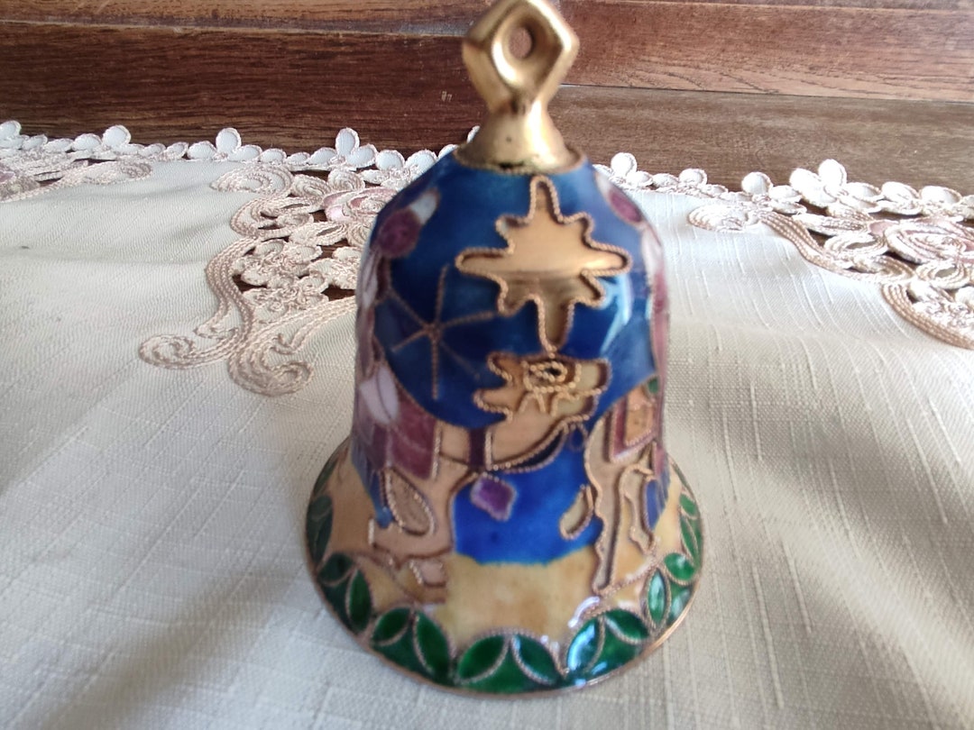 Cloisonné Enamel Collectible Bell Ornament With Stars and Camels With