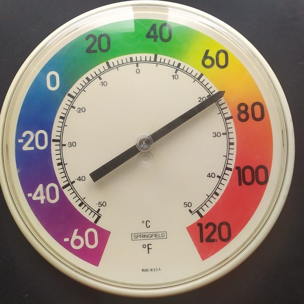 Vintage large plastic Springfield thermometer. Made in USA