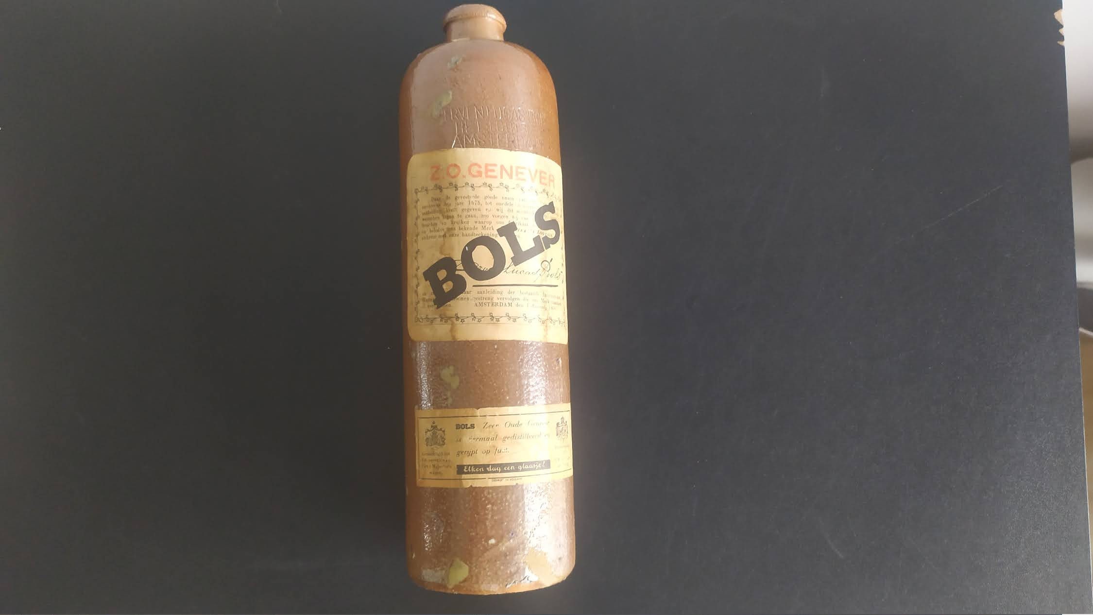 Vintage 1940S. Dutch Bols Bottle Amsterdam Brown Glazed Pottery Holland Alcohol