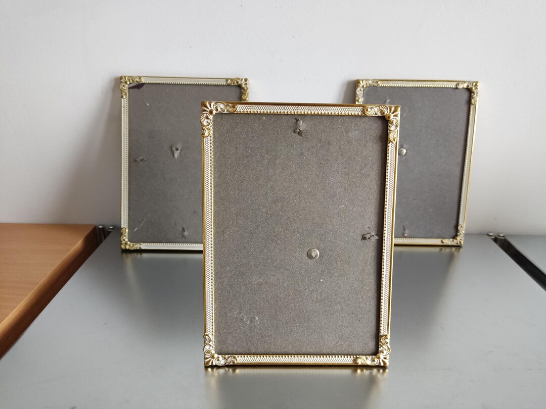 Set of 3 Vintage Scandinavian Brass Photo Frames With Glass 1950s Metal ...