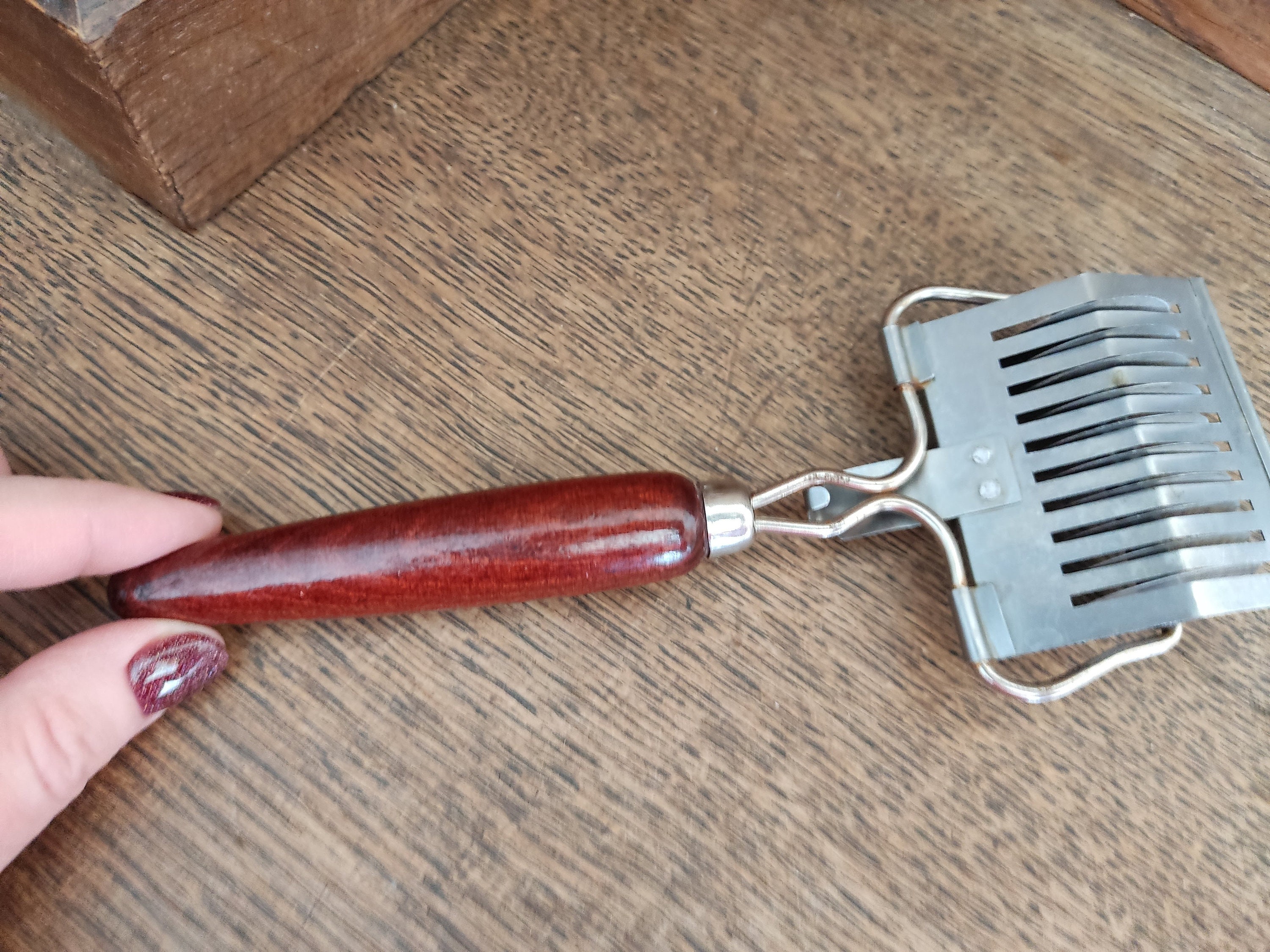 Vintage Pasta Roller Cutter With Wooden Handle Pastry Dough Cutter