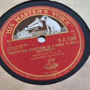 Rare HMV 78 RPM Shellac Record Set Beethoven Thirty-Two Variations Vladimir Horowitz Complete Unused 1930s Classical Piano