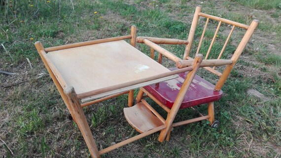 Vintage 1950s Swedish Plywooden Convertible High Chair Desk Etsy