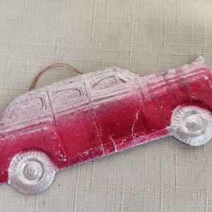 Vintage Dresden Cartón Adorno de Navidad Coche / Auto ZIS Decoración para el hogar Decoración del árbol de Navidad Retro Old Vintage Thin Light