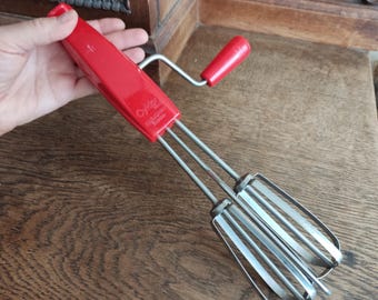 Vintage Handmixer Handrührer Nils Johan Cyclone rot Handmixer/ Handrührgerät/ Retro Küche| Bauernhaus Retro Gadget Edelstahl Schweden 1960er Jahre
