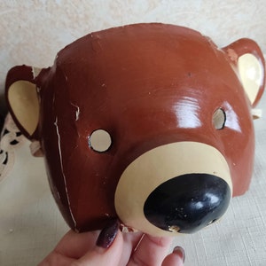 Urso vintage papel machê máscara de natal festa soviética máscara crianças carnaval ano novo urss era soviética 1970s