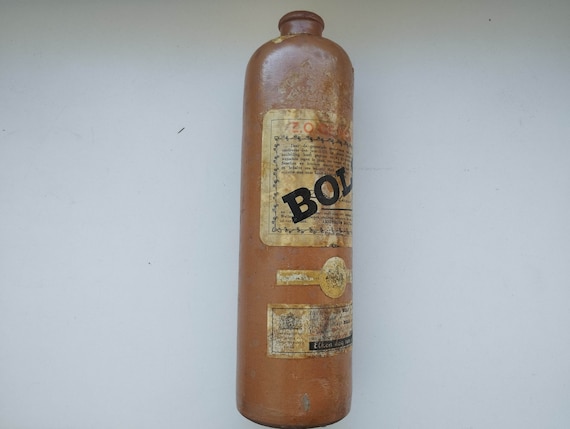 Vintage 1940s. Dutch Bols Bottle Amsterdam Brown Glazed Pottery