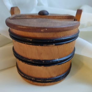 Vintage Scandinavian Folk Art Wooden Bowl Hand made Svepask box Casket  Swedish Folk Art 1970s