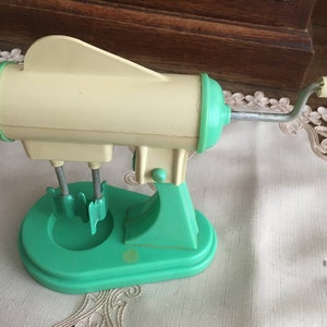 Vintage Childs Toy Hand Mix Mixer  6&quot; tall 1970&#39;s Hard Plastic Collectible Toy Kitchen Utensil.