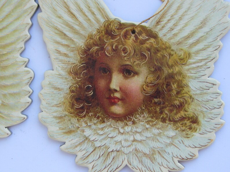 Set 2 Angels cardboard Christmas Ornament B Shackman /& Co 1986