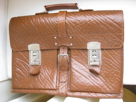 1970s Vintage German Brand Brown Leather Briefca