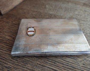 Alpacca vintage Silver Plate Gilded Cigarette Case 1940s