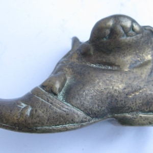 Vintage Solid Brass Boot match holder MOUSE on left Rim.
