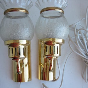 Vintage vergoldet Messing Glas skandinavischen Paar Wandlampen Leuchten Leuchten