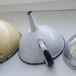 Set 3 Vintage Kockums Sweden Mint green Enamel funnels