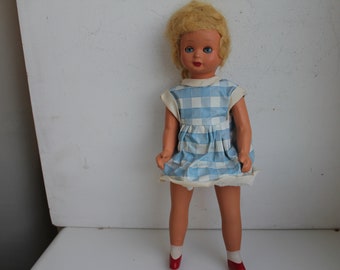 Vintage 1940 muñeca de porcelana FURGA ITALIA , OJOS Dormidos Azules, plástico duro, cuerpo de cartón