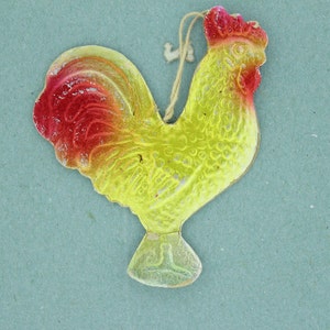 Gallo pájaro naranja 1950s Navidad antigua cartón Dresde papel ornamento hogar decoración xax árbol decoración retro vintage luz delgada