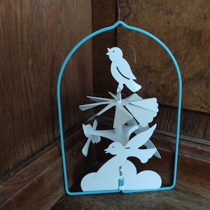 Vintage Sweden decorative window decoration Birds made of lacquered metal wind chimes Birds Caorousel