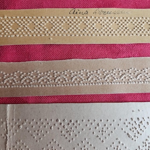 Set mit 7 schwedischen Vintage Klöppelschablonen, Klöppelbriefe
