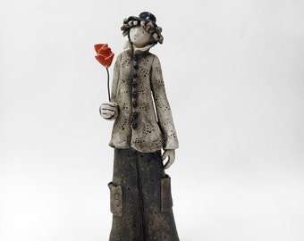 Love, ceramic sculpture, art sculpture, clay figurine, ceramic figurine, art ceramics, ceramic man, rose