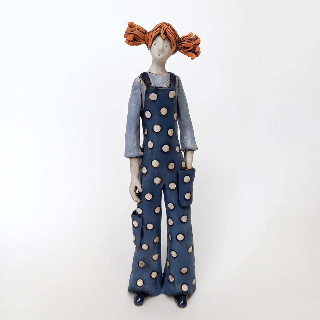 The Polka Pants, Ceramic Sculpture, Art Sculpture, Clay Figurine