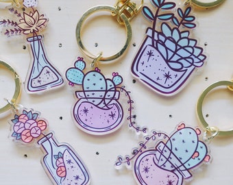 Apothecary Plants Acrylic Keychain Charms