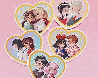 Studio Ghibli and Spy Family Couple Heart Shaped Cut out Stickers