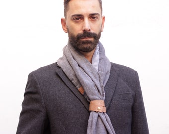 stylish scarf for men, padder tie, infinity classic scarf, reversible cowl, grey padder, elegant neck warmer, suit scarf