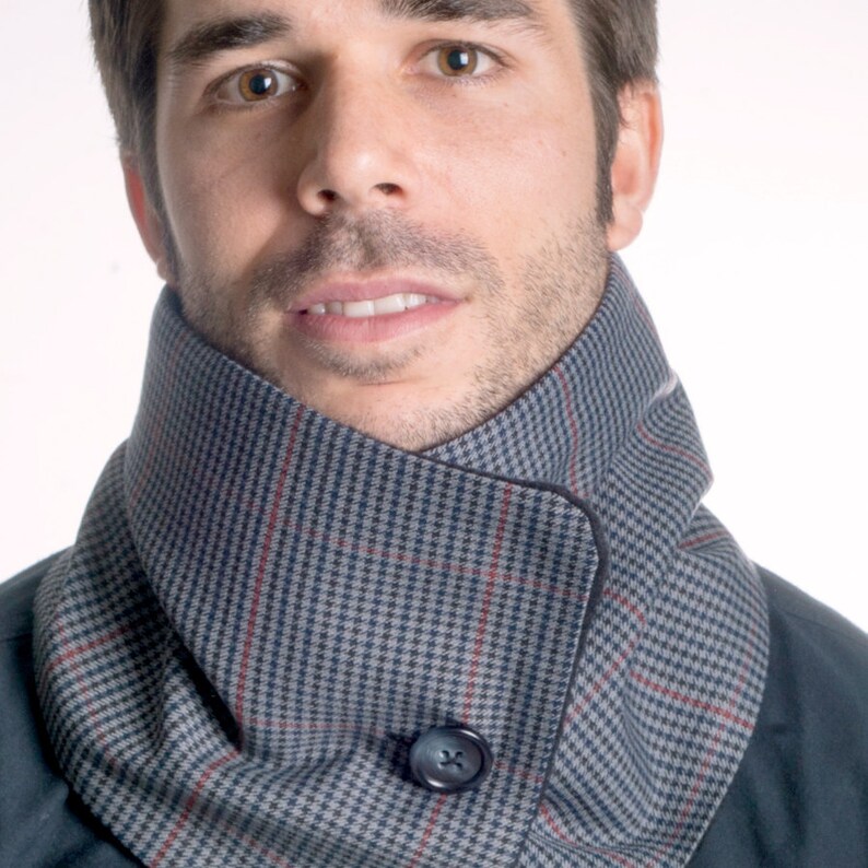 Fleece Scarf for Men, Cowl for Men, Men Scarf With One Button, Infinity