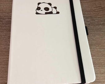 A5 Dot Grid Blackout Vegan Leather Journal: Panda with Black Foil Design