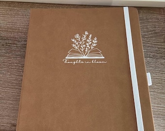 B5 Dot Grid Vegan Leather Journal: Thoughts in Bloom with white foil Design