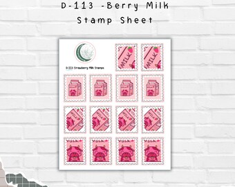 Berry Milk Stamps Decorative Stickers, Deco | Strawberry Milk - Berry Milk Doodles | D-113